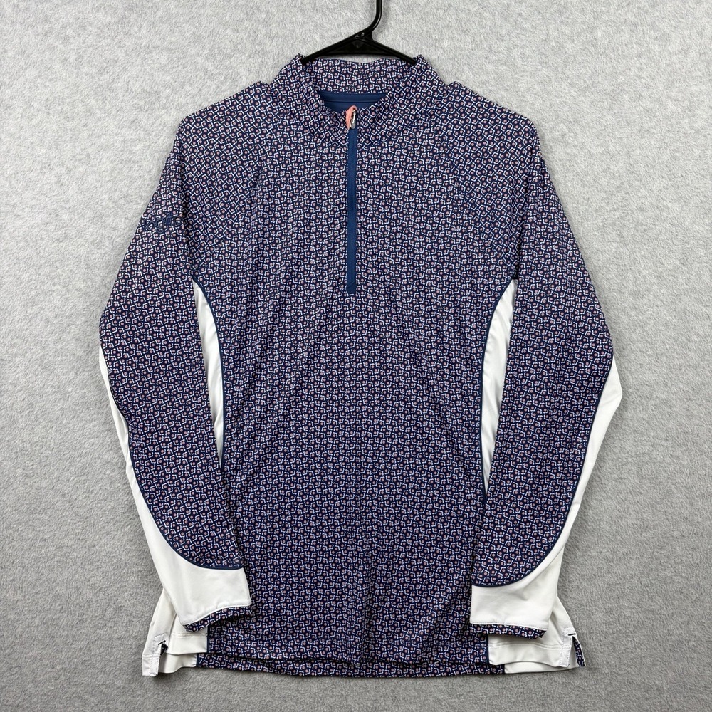 Peter Millar Pullover Women's Large Geometric UPF 50 Golf Performance 1/4 Zip